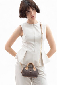  Benetton Monogram Kahve-Camel Kadın Çapraz Askılı Çanta BNT1591