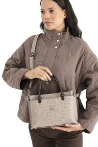 Benetton Monogram Taş-Kahve Kadın El Çantası BNT1693