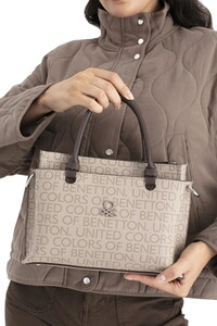  Benetton Monogram Taş-Kahve Kadın El Çantası BNT1693