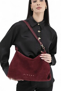  Sisley Nappa Bordo Kadın Omuz Çantası SLY300