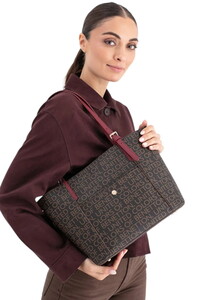 Benetton Monogram Kahve-Bordo Kadın Omuz Çantası BNT1675