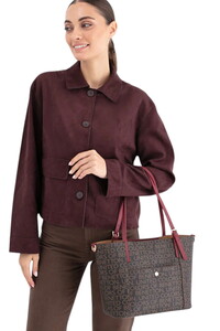  Benetton Monogram Kahve-Bordo Kadın Omuz Çantası BNT1675