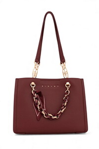 Sisley Logo Detaylı Bordo Kadın Omuz Çantası SLY287
