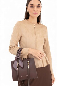 Sisley Logo Detaylı Kahve Kadın Omuz Çantası SLY283