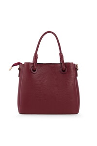  Bilik Deri Logo Detaylı Bordo Kadın El Çantası RİV 145-R