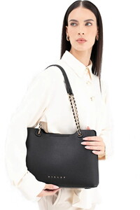Sisley Logo Detaylı Siyah Kadın Omuz Çantası SLY266