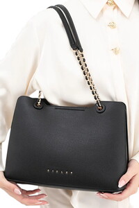  Sisley Logo Detaylı Siyah Kadın Omuz Çantası SLY266