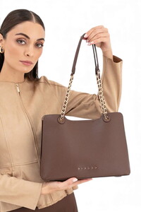 Sisley Logo Detaylı Kahve Kadın Omuz Çantası SLY266