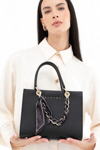  Sisley Logo Detaylı Siyah Kadın El Çantası SLY286