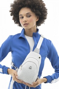  Benetton Monogram Beyaz/Gri Kadın Body Bag BNT954