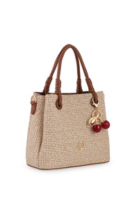  Bilik Deri Hasır Bej-Taba Kadın El Çantası RİV 145-H