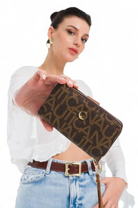  Nautica Monogram Kahve Kadın Portföy & Clutch Çanta C7300T