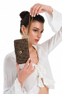  Nautica Monogram Kahve Kadın Portföy & Clutch Çanta C7300T