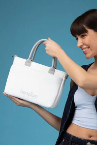  Benetton  Beyaz-Gri Kadın Omuz Çantası BNT1614