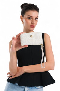  Nautica Monogram Krem Kadın Portföy & Clutch Çanta C7300T