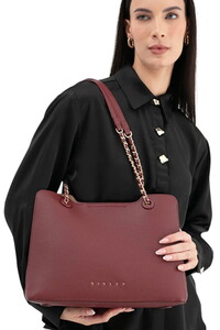 Sisley Logo Detaylı Bordo Kadın Omuz Çantası SLY266