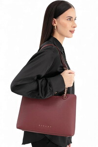  Sisley Logo Detaylı Bordo Kadın Omuz Çantası SLY266