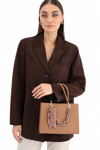  Sisley Logo Detaylı Camel Kadın El Çantası SLY286