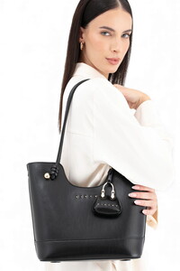 Sisley Logo Detaylı Siyah Kadın Omuz Çantası SLY295