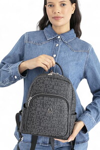 Benetton Monogram Siyah Kadın Sırt Çantası BNT1645