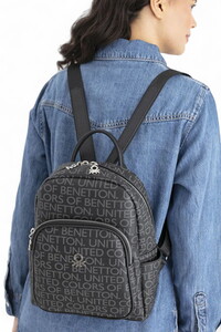  Benetton Monogram Siyah Kadın Sırt Çantası BNT1645