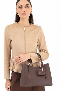  Sisley Logo Detaylı Kahve Kadın El Çantası SLY296