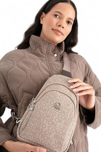  Benetton Monogram Taş-Kahve Kadın Body Bag BNT1644