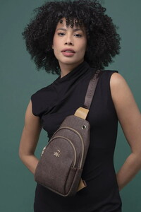 Benetton Monogram Kahve/Camel Kadın Body Bag BNT1286