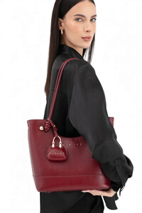  Sisley Logo Detaylı Bordo Kadın Omuz Çantası SLY295