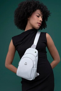 Benetton Monogram Beyaz/Gri Kadın Body Bag BNT1286