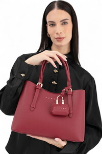 Sisley Logo Detaylı Bordo Kadın El Çantası SLY296