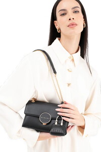 Sisley Logo Detaylı Siyah Kadın Omuz Çantası SLY262