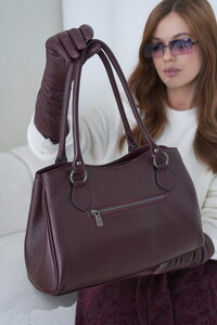  Bilik Deri Logo Detaylı Bordo Kadın Omuz Çantası BLM 105