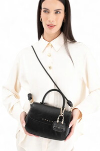  Sisley Logo Detaylı Siyah Kadın El Çantası SLY235