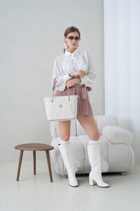  Bilik Deri Monogram Beyaz-Taba Kadın Omuz Çantası NV 1006-MN