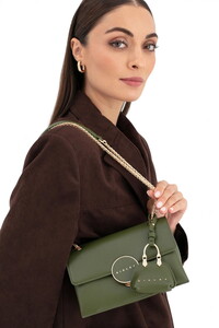  Sisley Logo Detaylı Haki Kadın Omuz Çantası SLY262