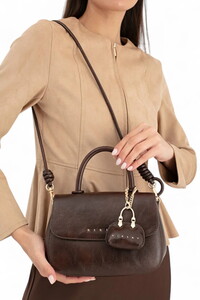  Sisley Logo Detaylı Kahve Kadın El Çantası SLY235