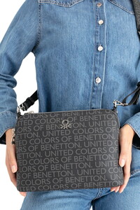  Benetton Monogram Siyah Kadın Çapraz Askılı Çanta BNT1636