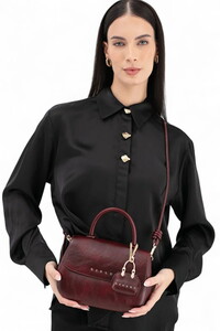 Sisley Logo Detaylı Bordo Kadın El Çantası SLY235