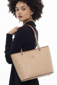 Benetton Monogram Açık Camel Kadın Omuz Çantası BNT936