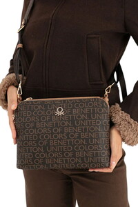  Benetton Monogram Kahve-Taba Kadın Çapraz Askılı Çanta BNT1636