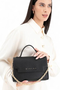  Sisley Logo Detaylı Siyah Kadın El Çantası SLY237