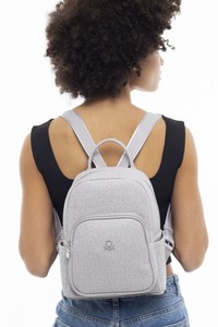  Benetton Monogram Gri Kadın Sırt Çantası BNT917