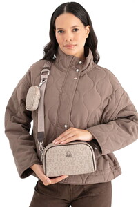 Benetton Monogram Taş-Kahve Kadın Çapraz Askılı Çanta BNT1639