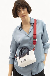  Benetton  Beyaz-Lacivert-Kırmızı Kadın Çapraz Askılı Çanta BNT1607