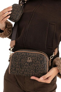  Benetton Monogram Kahve-Taba Kadın Çapraz Askılı Çanta BNT1639