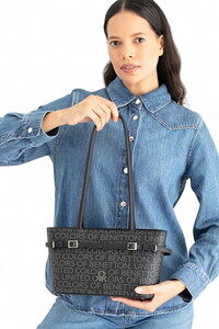 Benetton Monogram Siyah Kadın Omuz Çantası BNT1663