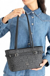  Benetton Monogram Siyah Kadın Omuz Çantası BNT1663