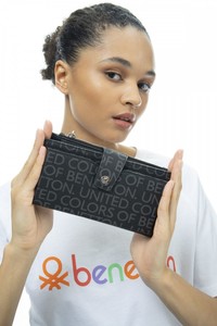 Benetton Monogram Siyah Kadın Portföy & Clutch Çanta BNT1039