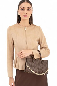  Sisley Logo Detaylı Kahve Kadın El Çantası SLY231